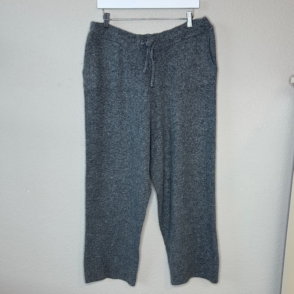 DKNY Women's Cashmere Blend Sweater Knit Pants High Rise Heather Grey Size Large